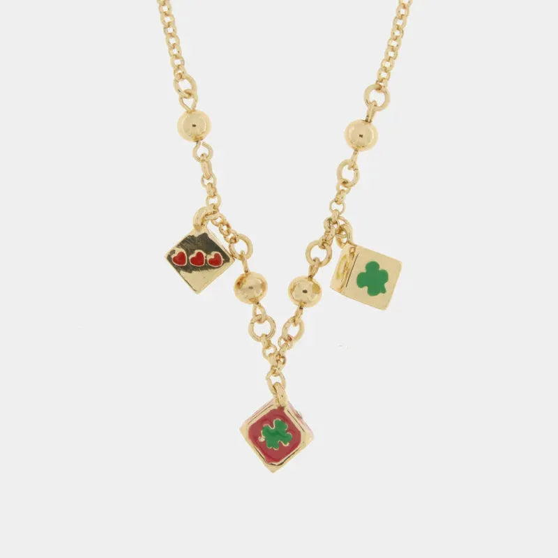 Collana in Metallo con perline e dadi pendenti
