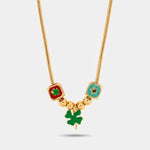 Collana in Metallo con quadrifoglio e dadi - BYSIMON gioielli