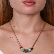 Collana in Metallo con dadi, cuore rosso e perlina