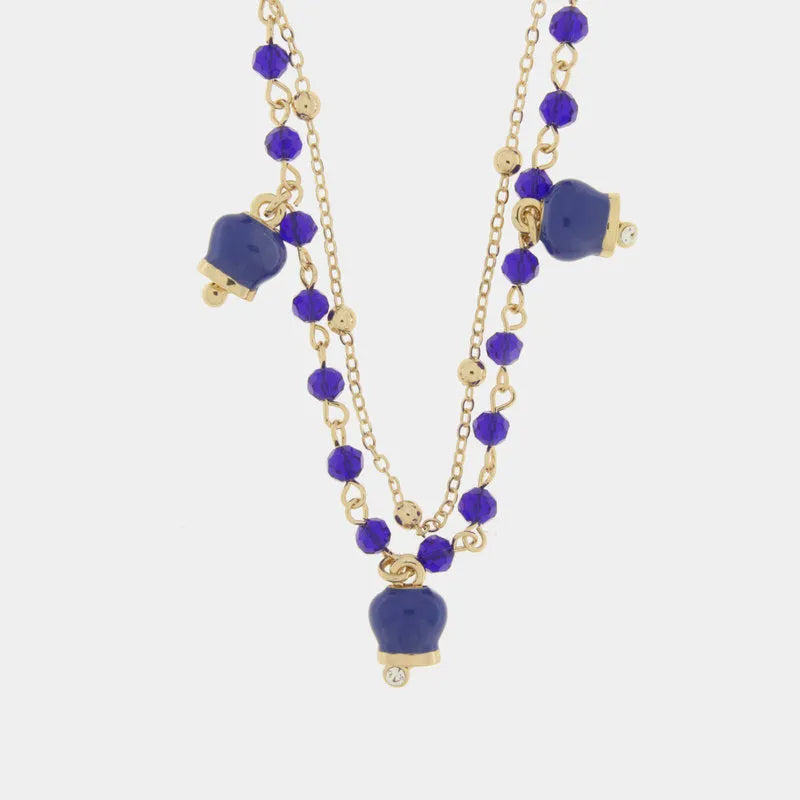 Collana in Metallo con campanelle blu multifilo - BYSIMON gioielli