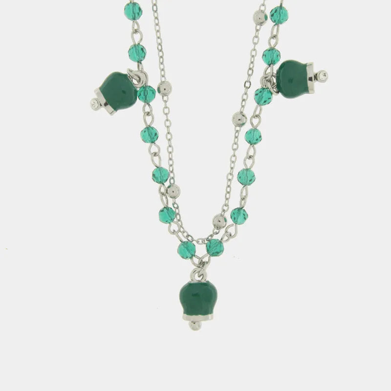 Collana in Metallo con campanelle verdi multifilo