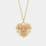 Collana in Metallo cuore impreziosito da fiori bianchi - BYSIMON gioielli