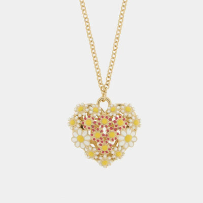 Collana in Metallo cuore impreziosito da fiori bianchi - BYSIMON gioielli