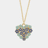 Collana in Metallo cuore impreziosito da fiori blu