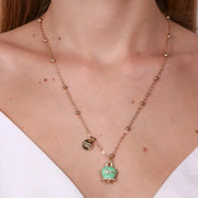 Collana in Metallo con campanella verde acqua scritta capri