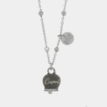 Collana in Metallo con campanella grigia scritta capri