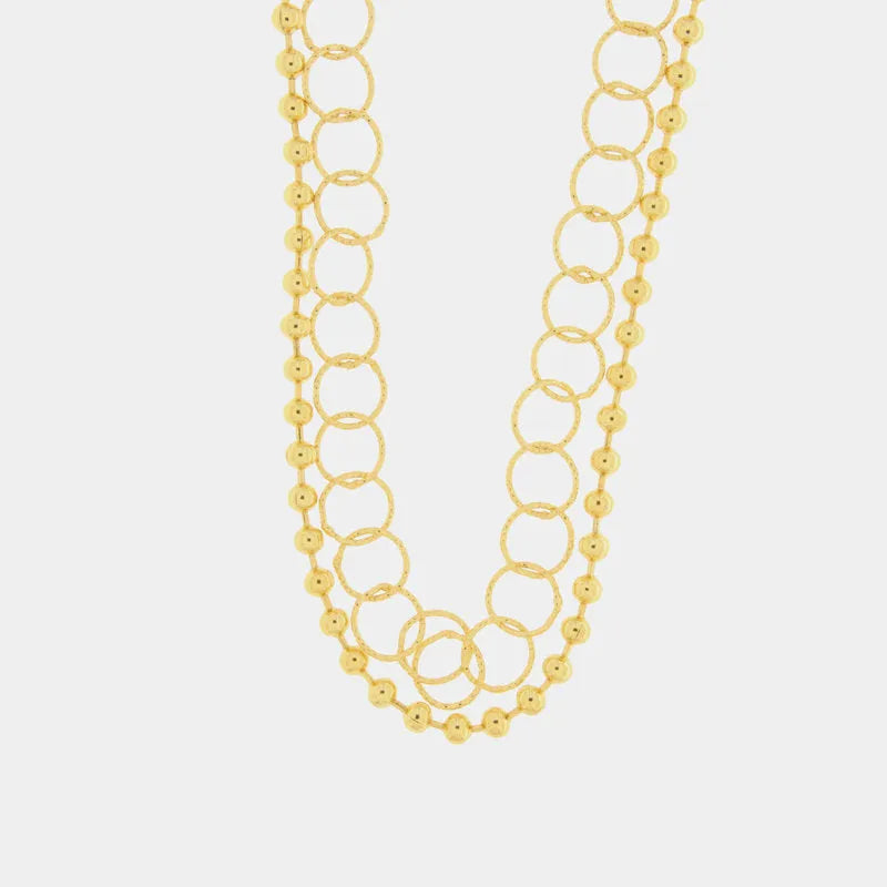 Collana in Metallo doppiofilo con cerchi e perline