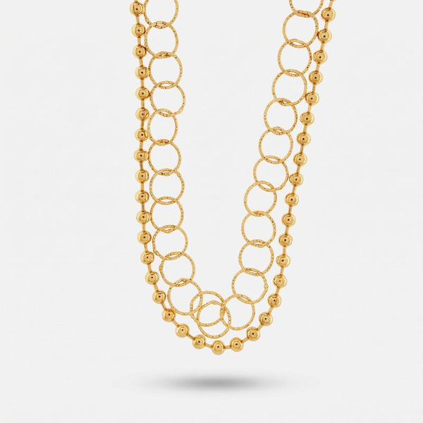 Collana in Metallo doppiofilo con cerchi e perline - BYSIMON gioielli