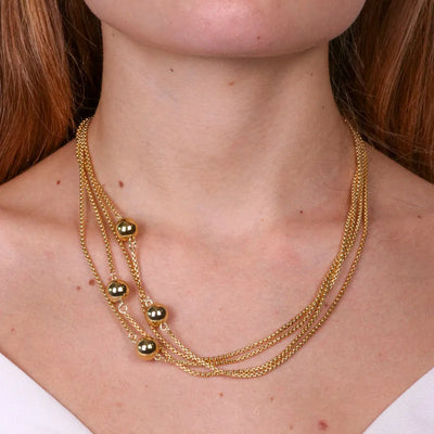 Collana in Metallo multfilo con perle lucide - BYSIMON gioielli