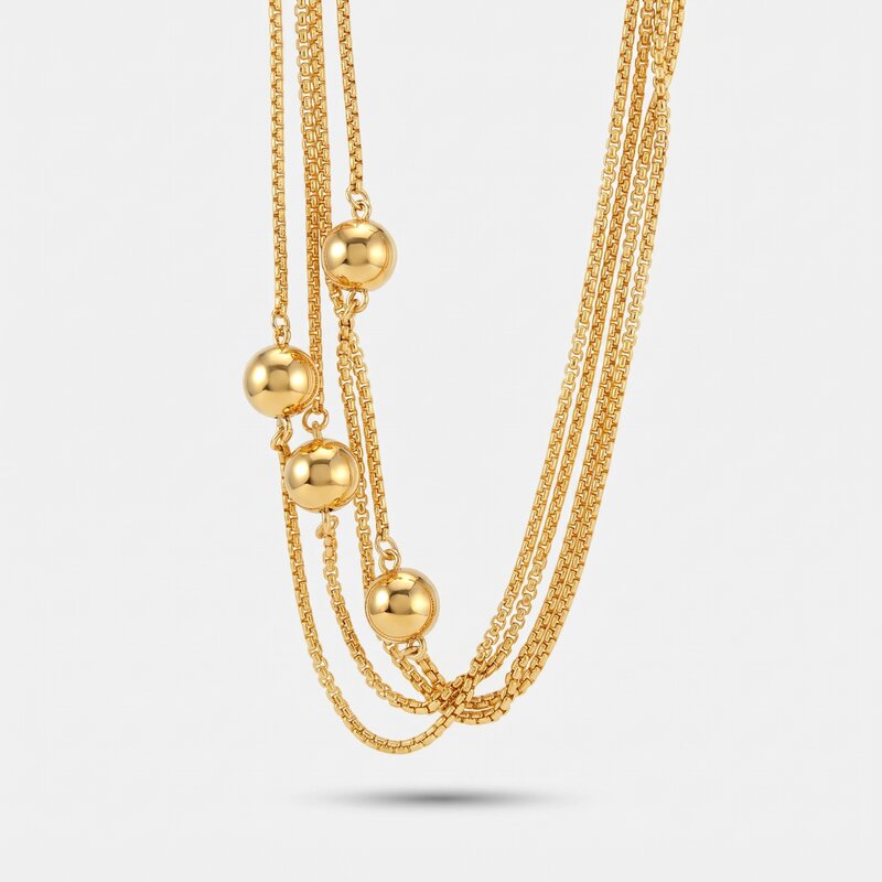 Collana in Metallo multfilo con perle lucide - BYSIMON gioielli