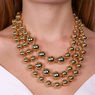 Collana in Metallo mutifilo di perle lucide