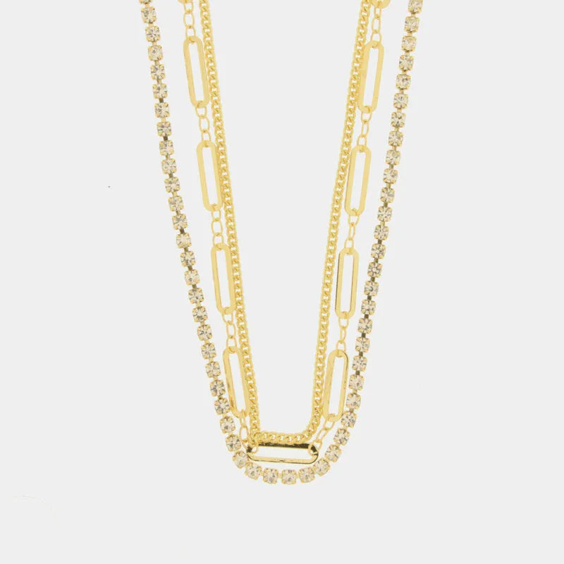 Collana in Metallo multifilo con catena e zirconi