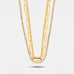 Collana in Metallo multifilo con catena e zirconi - BYSIMON gioielli