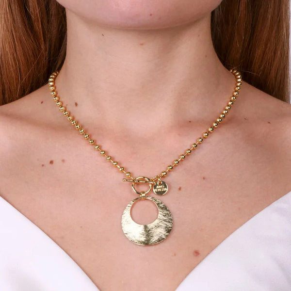 Collana in Metallo con chiusra t-bar e cerchio pendente - BYSIMON gioielli