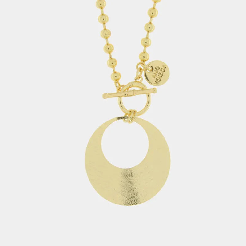 Collana in Metallo con chiusra t-bar e cerchio pendente