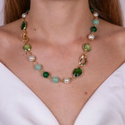 Collana in Metallo con cerchi ovali e perline