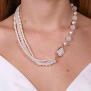 Collana in Metallo con multifilo di perle e cristallo