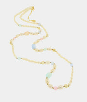 Collana in Metallo lunga con perle ovali multicolor