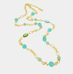 Collana in Metallo lunga con catena , perle e cristalli verdi AMOVENEZIA - gioiello BySimon