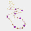 Collana in Metallo lunga con perle viola e perle alllungate