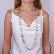 Collana in Metallo con catena e cristalli colorati