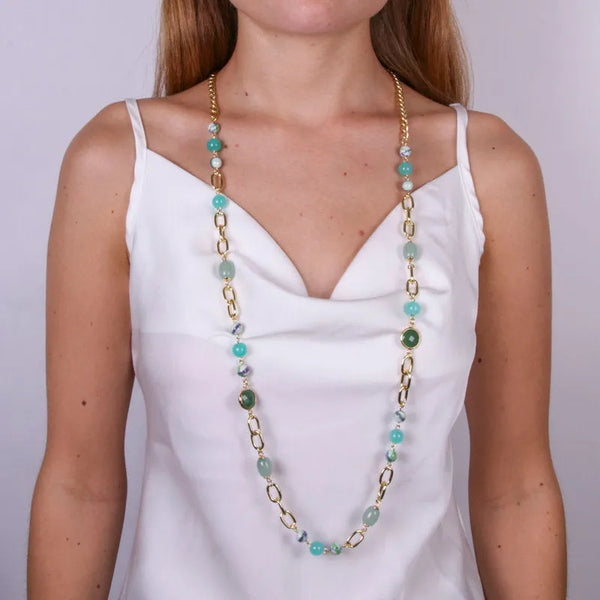 Collana in Metallo con catena e cristalli colorati AMOVENEZIA - gioiello BySimon