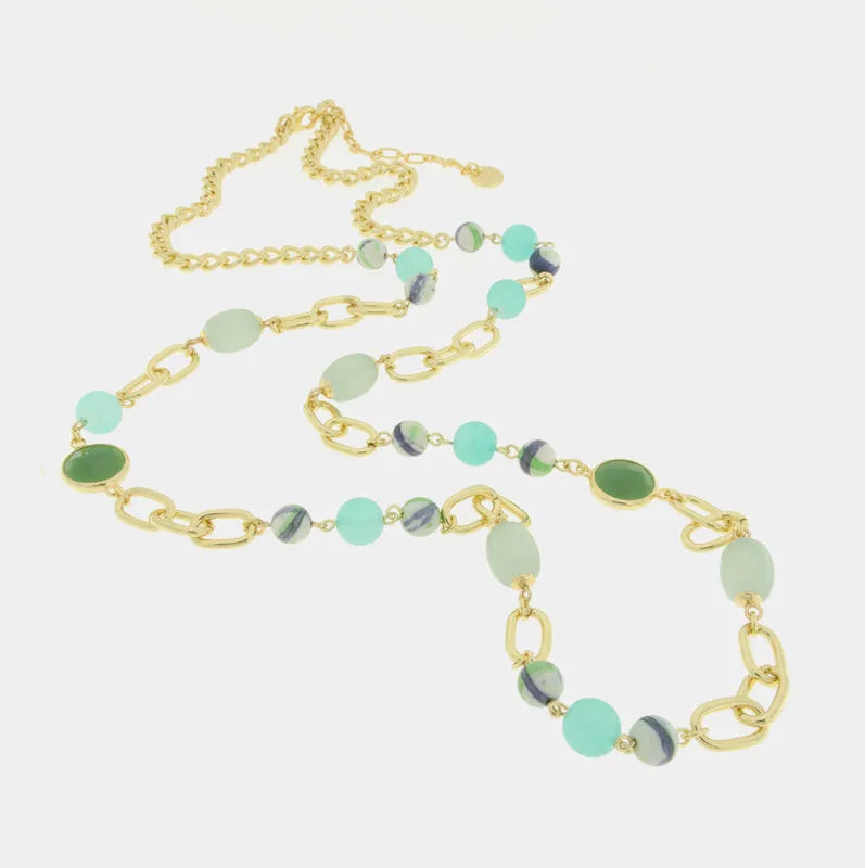 Collana in Metallo con catena e cristalli colorati AMOVENEZIA - gioiello BySimon