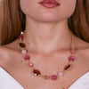 Metal Necklace with Crystals and Pink Pearls