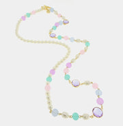 Collana in Metallo con perle bianche e multicolor