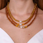 Collana in Metallo multifilo di perline  e perle gialle - BYSIMON gioielli