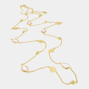 Collana in Metallo lunga con cristalli e perle lucide