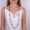 Collana in Metallo con catena e perle e cristalli blu