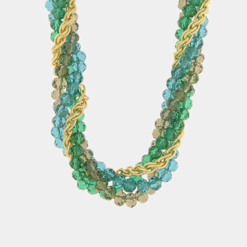 Collana in Metallo multifilo intrecciata con perline - BYSIMON gioielli