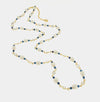 Collana in Metallo con perle allungate bianche e perline blu