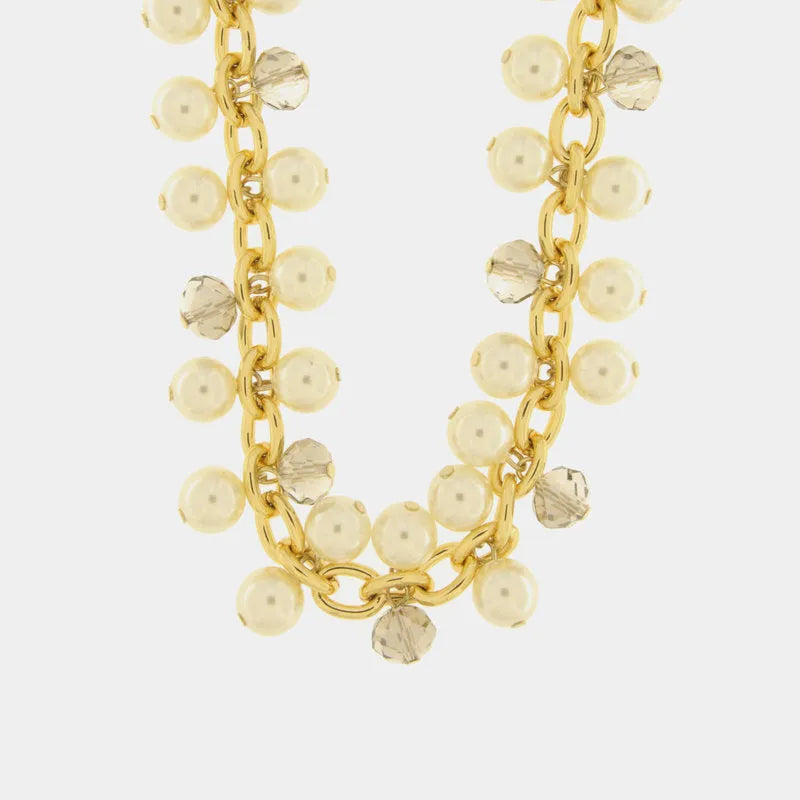 Collana in Metallo con catena , perle e e cristalli