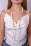 Collana in Metallo con perle biache e oro