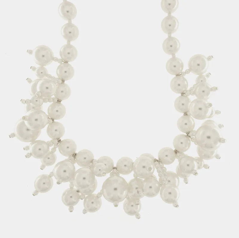 Collana in Metallo con perle bianche doppie