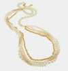 Collana in Metallo lunga multifilo con perle intrecciata