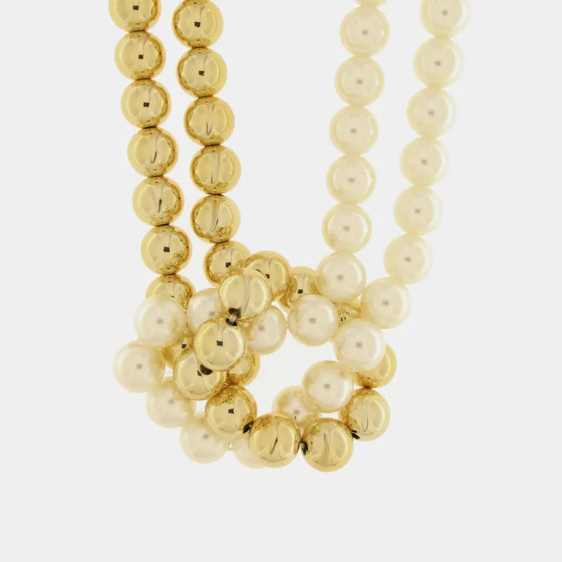 Collana in Metallo con nodo di perle bianche e oro - BYSIMON gioielli