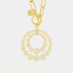 Collana in Metallo con chiusura t-bar con doppio cercio di perle prendente - BYSIMON gioielli