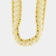 Collana in Metallo con perle bianche e perline oro