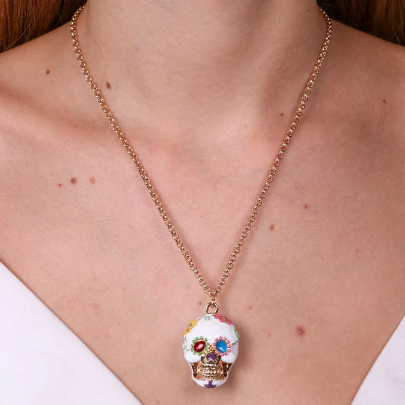 Collana in Metallo con capuzzella bianca impreziosita da fiori colorati AMONAPOLI - gioiello BySimon