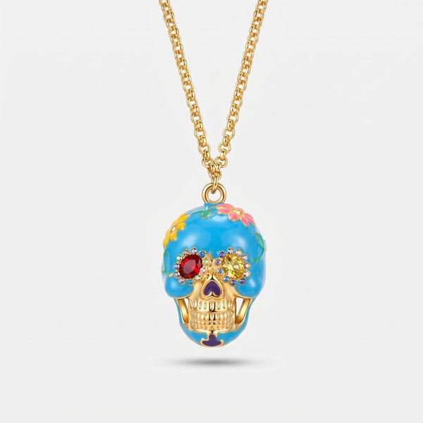Collana in Metallo con capuzzella azzurra impreziosita da fiori colorati AMONAPOLI - gioiello BySimon