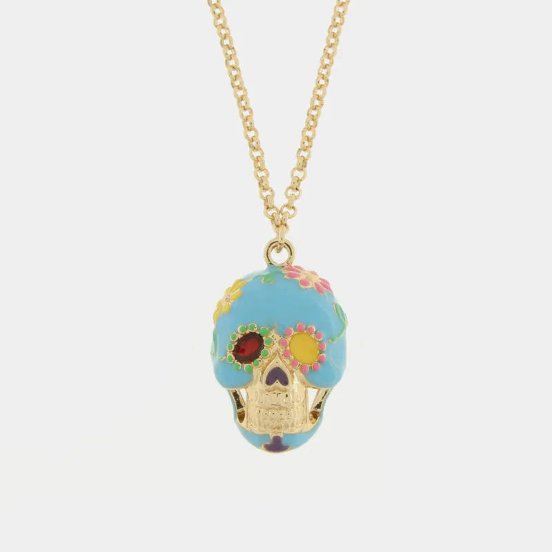 Collana in Metallo con capuzzella azzurra impreziosita da fiori colorati AMONAPOLI - gioiello BySimon