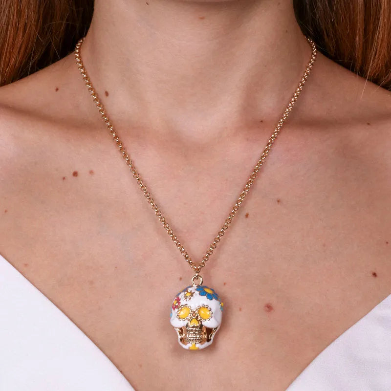 Collana in Metallo con capuzzella bianca impreziosita da fiori colorati AMONAPOLI - gioiello BySimon