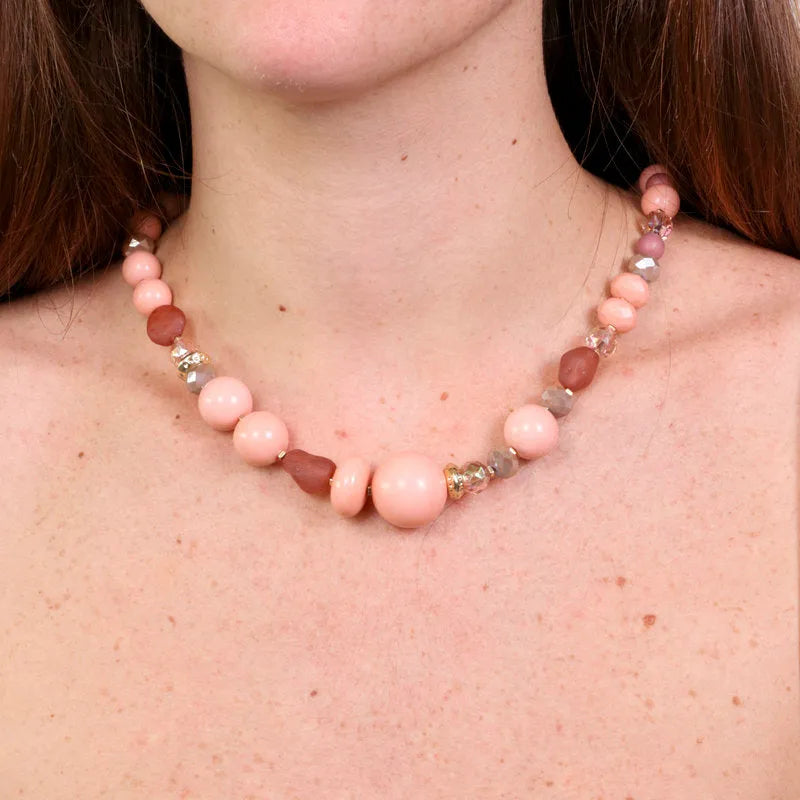 Collana in Metallo con pietre arancioni - BYSIMON gioielli