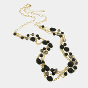 Collana in Metallo multifilo con pietre nere