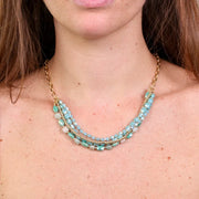 Collana in Metallo multifilo con pietre verdi