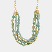 Collana in Metallo multifilo con pietre verdi