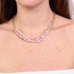 Collana in Metallo multifilo con pietre rosa - BYSIMON gioielli
